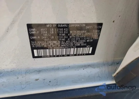 2024 Subaru Crosstrek Limited z USA, uszkodzony, nr VIN 4S4GUHN60R3775162